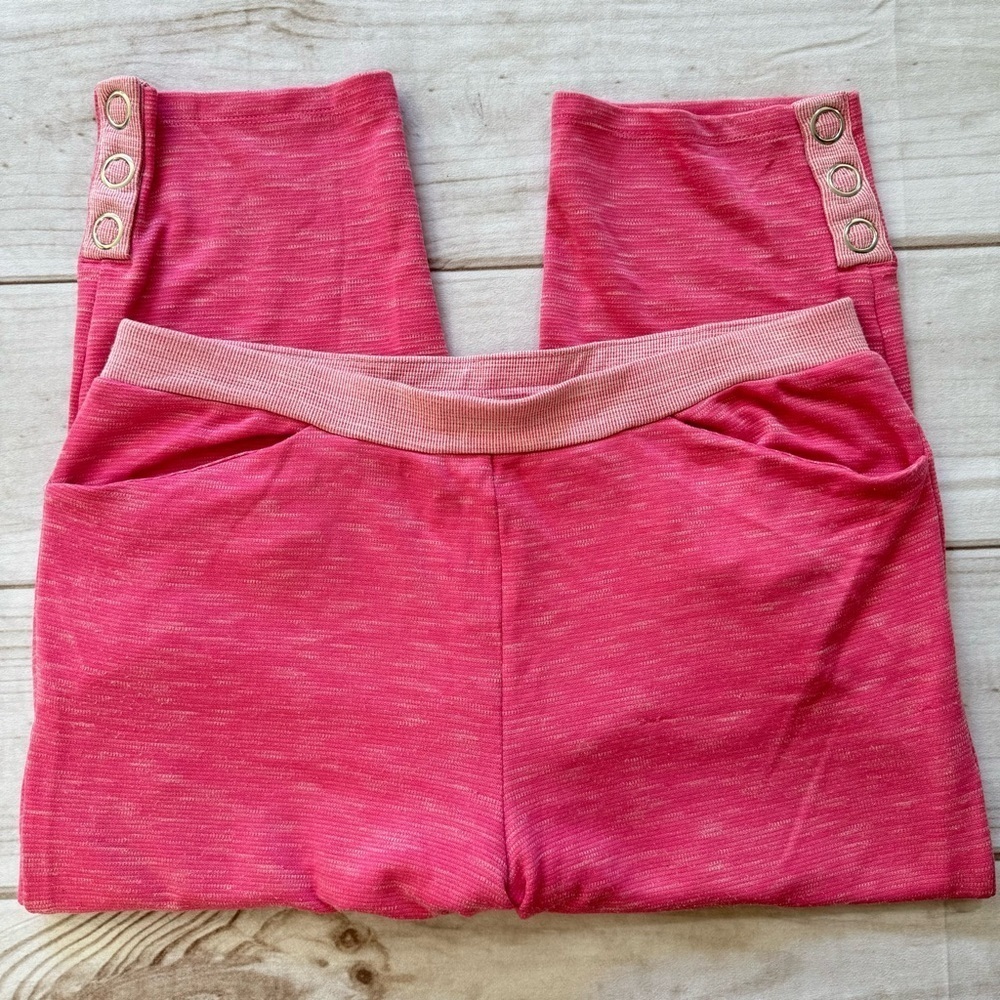 Chico’s 2 Tone Pink Capri Length Lounge Pants with Snap Hem Detail Size Medium/1